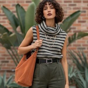 Dolan Black and grey  Striped Sleeveless Sweater size M